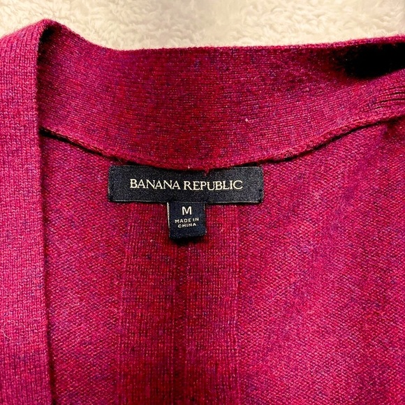 Banana Republic Women’s Open Cardigan Burgundy M Merino Wool Cashmere Blend - Picture 7 of 10